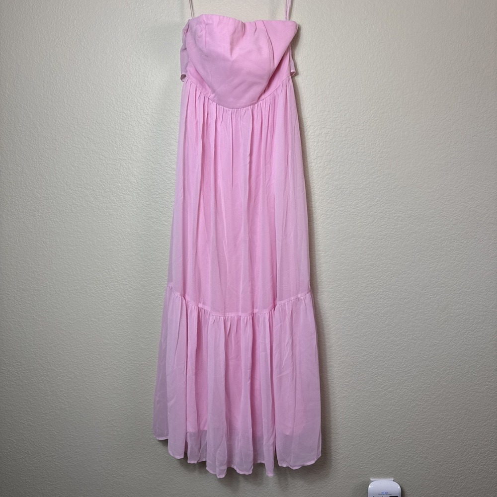 Petal & Pup Celestria Strapless Chiffon Maxi Dress Pink 8 NWT Coquette Wedding